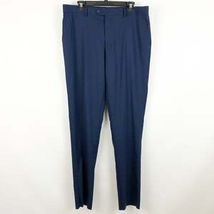 Zanetti Mens Dress Pants 36L Navy Blue Straight Leg Pockets Career Trouser NWOT